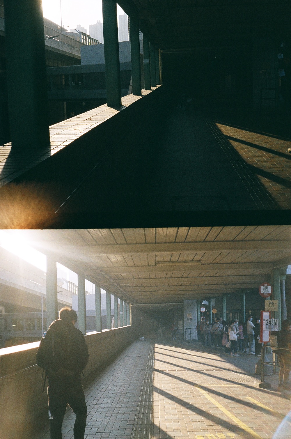 Light leaks from the shot below affecting the image above